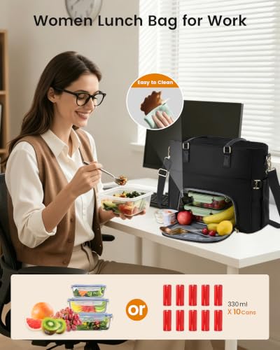 Image of LOVEVOOK Lunch Tote Bag for Women, Work Laptop Bag with Lunch Compartment