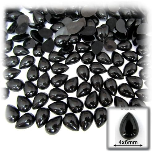288pc Acrylic Flatback Acrylic Flatback Cabochons Teardrop 4x6mm - Jet Black