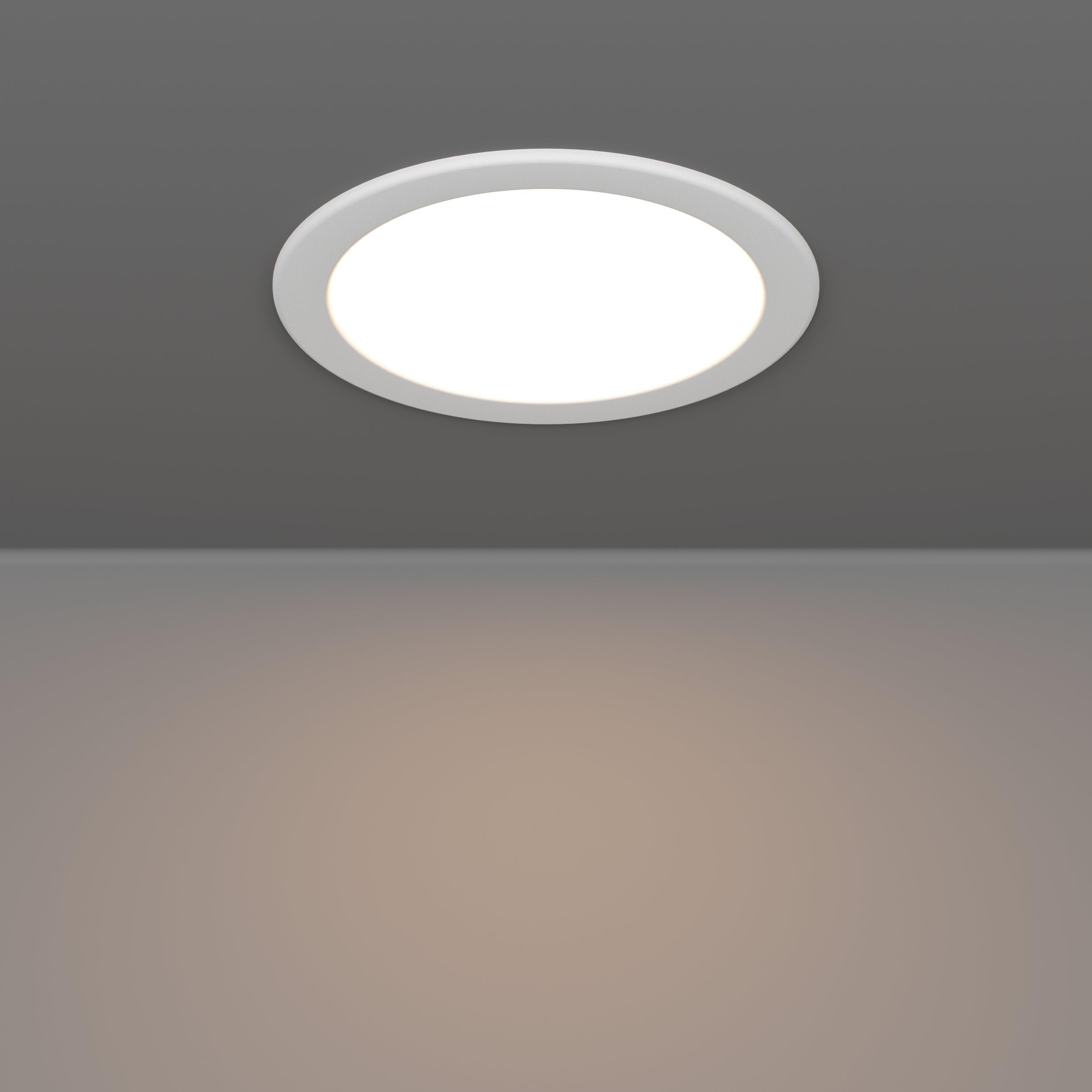 EGLO connect.z Smart-Home LED Bad-Einbaustrahler Fueva 6-Z, flach, Ø 16,6 cm, ZigBee, App und Sprachsteuerung Alexa, RGB, warmweiß-kaltweiß, dimmbar, Metall Einbauspot weiß, IP44