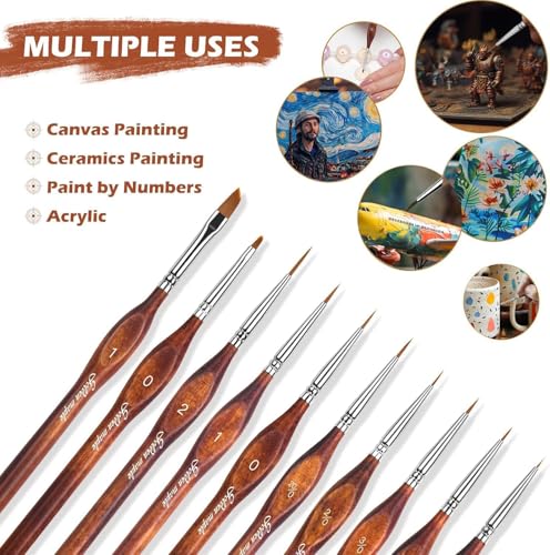 Image of Golden Maple Miniature Model Paint Brushes-10pcs Micro Detail Paint Brush Set,Small Fine Detail Brushes for Acrylic, Oil, Watercolor & Paint by Number,Figurine