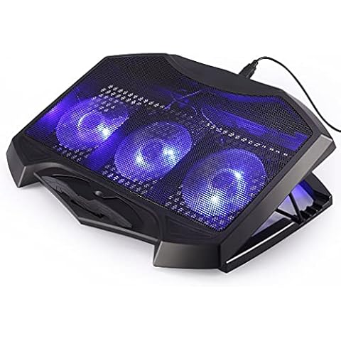 Lightweight Laptop Cooling Pad with 3 Large Silent Laptop Fans and 2 USB Ports, Gaming Laptop Cooling Stand Base with Speed Controller, Adjustable Height Laptop Cooler for Laptops up to 15.6'' Cover