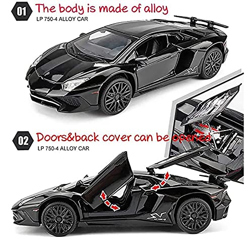 Image of DEUSON ECOM 1:32 Diecast Metal Car Model Lp750 Toy Car for Kids Sound and Light Pull Back|Multicolor