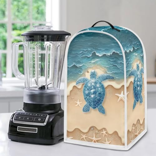 Image of Talayituse Beach Turtle Starfish Print Blender Dust Cover, Fingerprint Protection Cover for Stand Mixer or Coffee Machine, Home Kitchen Appliance Covers for Stain Dust Resistant Supplies