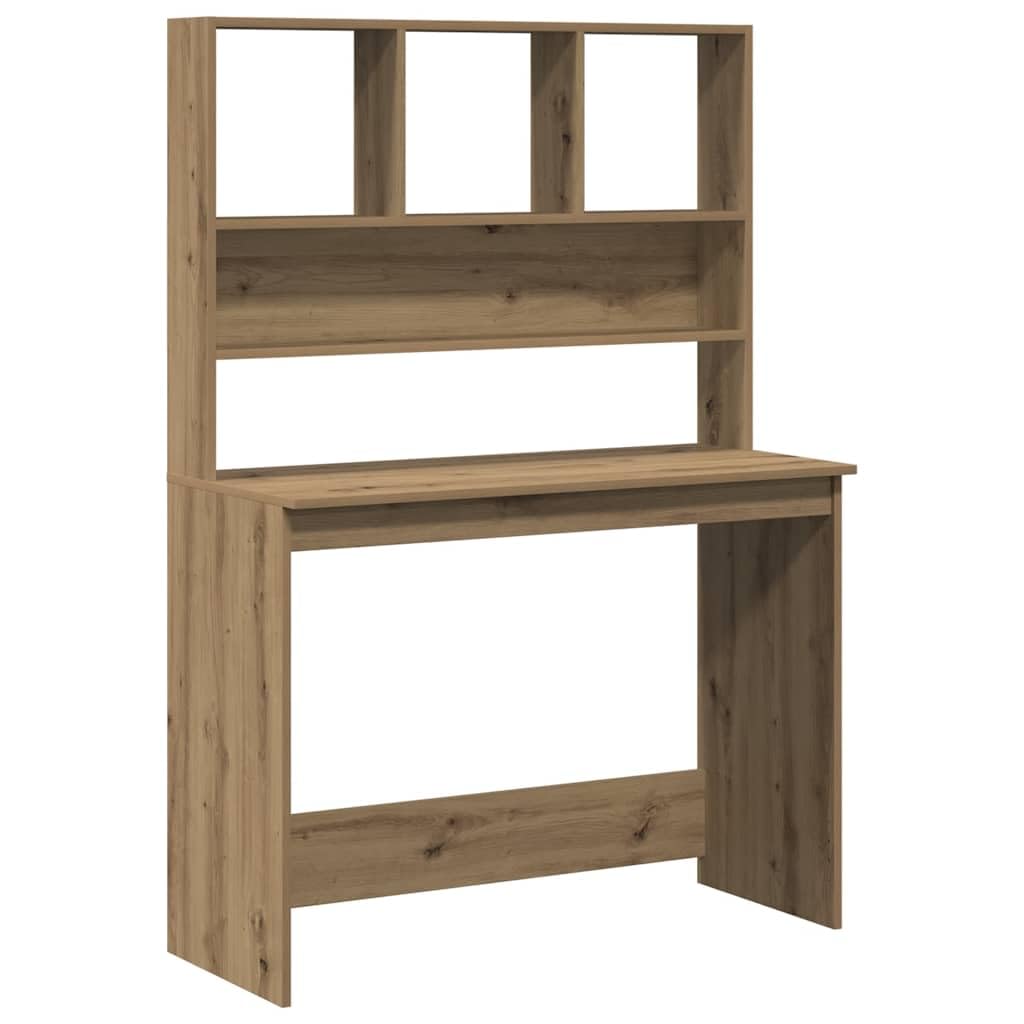 Scrivania con Mensole Rovere Artigianale 102x45x148 cm Truciolato | Scrittoio salvaspazio per studio e soggiorno, dotato di scaffali integrati per riporre documenti e pc.
