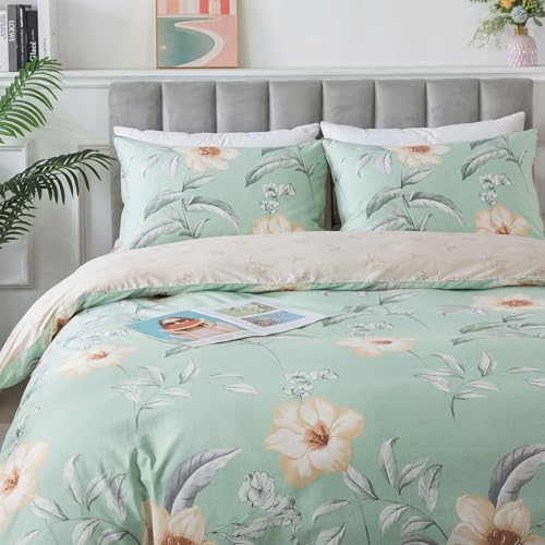 FADFAY King/Cal King Duvet Cover Set 100% Cotton, Yellow Magnolia Floral Print, Soft Crisp Reversible Comforter Cover with Zipper, All-Season Breathable Farmhouse Country Bedding, 3-Piece Set by FADFAY - Image 8