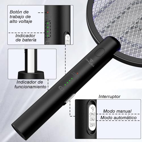 GooQand-Raqueta-Mosquitos-Electrica-4000V-Matamoscas-USB-con-Base-de-Carga-3-Capas-de-Malla-Protectora-Eficaz-contra-los-Insectos-Apto-para-Interior-y-Exterior