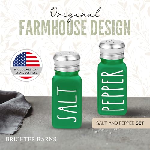 Image of Afrodite Salt and Pepper Shakers Set, Stainless Steel Salt and Pepper Sprinkler for Restaurant with Glass Bottom, Spice Dispenser Ideal for Himalayan, Kosher, Black and White Pepper (Green)