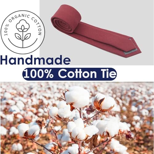 Image of Mantieqingway Mens Skinny Ties,2.56 inch Cotton Neckties Striped Plaid Ties for Groom Groomsmen Wedding Party Christmas