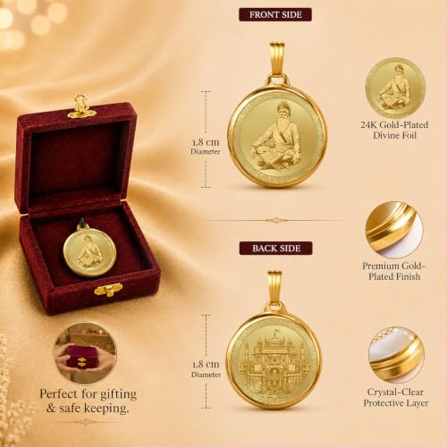 Image of DIVINITI 24K Gold Plated Double-Sided Religious Pendant with Premium Gift Box, Spiritual Locket for Men & Women, Devotional Jewellery for Gifting & Everyday Wear