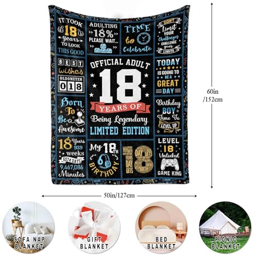 Couverture cadeau pour garçon de 18 ans plaid chaud taille XL bleu - 8