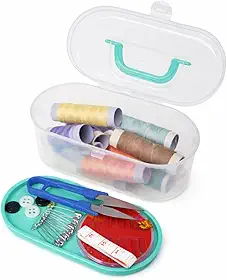 Kit Costura Com Caixa Organizadora Tesoura Agulhas Linhas Coloridas Fita Métrica E Acessórios Com 36 Peças