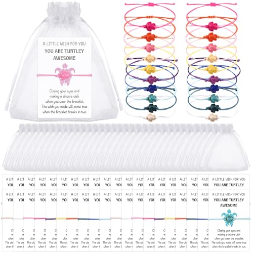 50 Sets You're Turtley Awesome Gifts Sea Turtle Bracelets Good Luck Bracelets with Animal Pun Cards Employee Appreciation Gifts Turtle for Teachers Team Women Coworker Leaving Gift