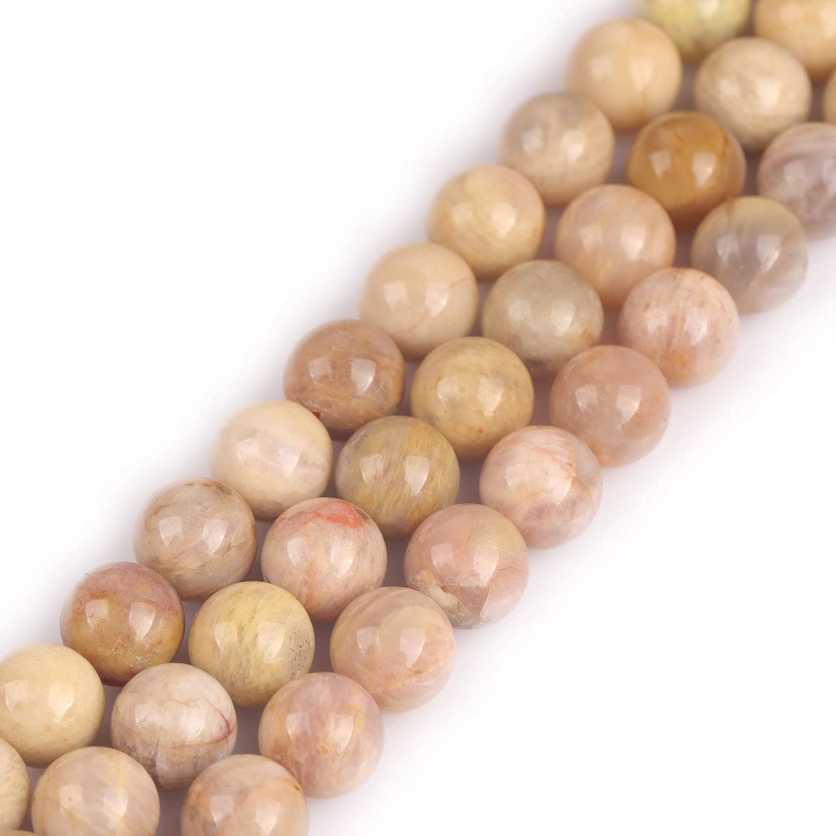 GEM-Inside 12mm Smooth Yellow Sun Stone Agate Round Gemstone Semi Precious Loose Beads for Jewellery Making 15'' — image 1