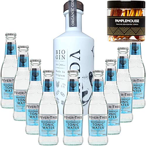 Paquete Gintonic - Gin + 9 Panda árbol de fiebre mediterránea Agua - (50cl 20cl + 9 *) + 15 Pot rodajas de pomelo deshidratado