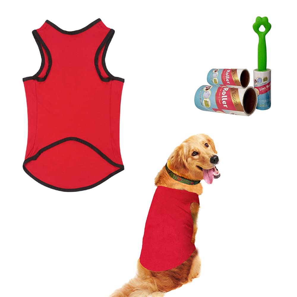 Sage Square Soft Cotton Dog T-Shirt with Lint Roller| Comfortable & Breathable Dog Clothing & Lint Roller Set for Dog Hair Removal, Clothes (XXXL - 30 inch, Red) (B0B39CPHQQ) Amazon Price History, Amazon Price Tracker