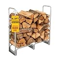 Garvee 4.3FT Steel Firewood Rack with 600D Waterproof Oxford Cover - Heavy Duty Indoor/Outdoor Log Storage Organizer for Fireplace, Patio & Backyard