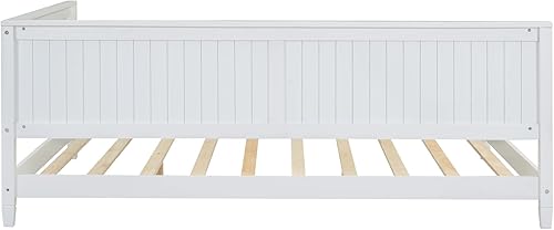 Miniatura 17 de Quarte Sofá cama multifuncional de tamaño individual con nido y estantes plegables en ambos lados, sofá cama con marco de madera y listones, para