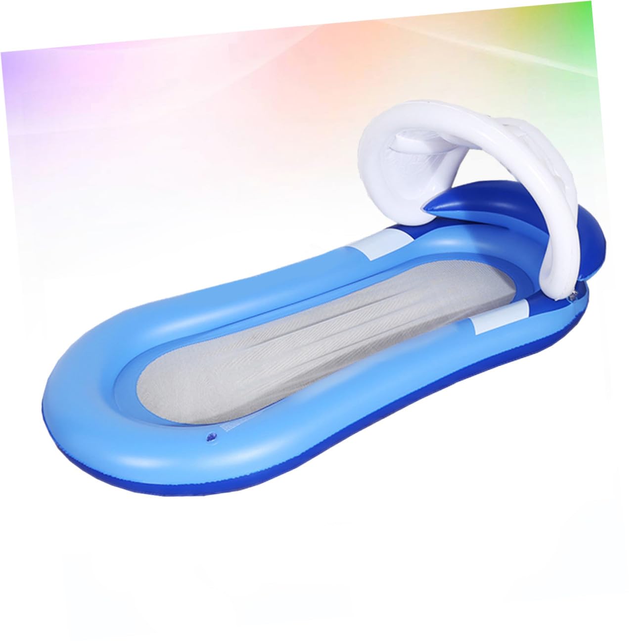 Uonlytech Hamaca de Agua Flotante Inflable de PVC para Piscinas y Playas con Respaldo Reclinable y Toldo Removible para Mayor Comodidad