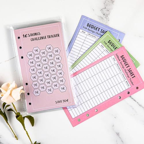 48 Blatt A6 Binder Budget Planner Zubehör 100 Envelope Challenge Haushaltsbuch Geld Sparen Mappe Sparchallenge Budgetplaner Umschlagmethode Sparbuch für Geld 5000 Euro Finanzplaner Haushaltsplaner