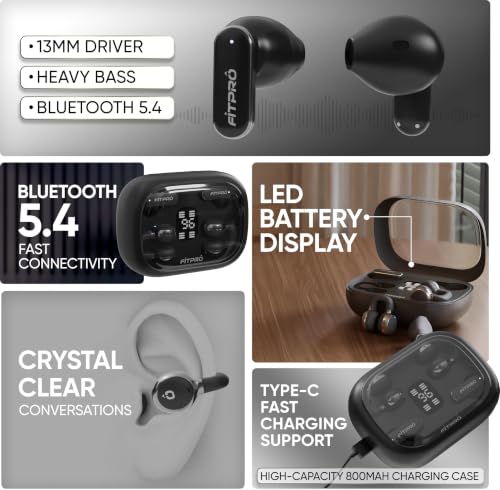 FitPro Q10 TWS Wireless Earbuds, Black - Image 3