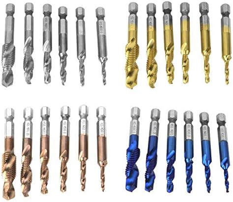 Drill Bits For 6PCS M3/M4/M5 M6/M8/M10 Drill Bit High Speed Steel 6.35mm Hex Shank Tap Drill Bit Compound Tap - (Color: Bronze)