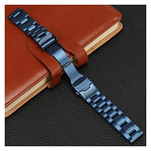 Sangle de montre 24mm boucle bleu robuste en acier inoxydable résistant