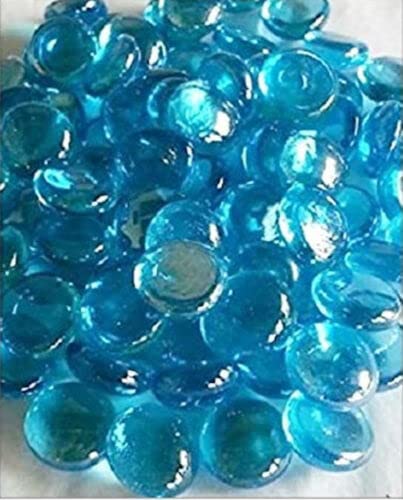EliteKoopers 25Pcs AquaBlue Glass Pebbles Beads Button Vase Wedding Mosaic Decorative Garden