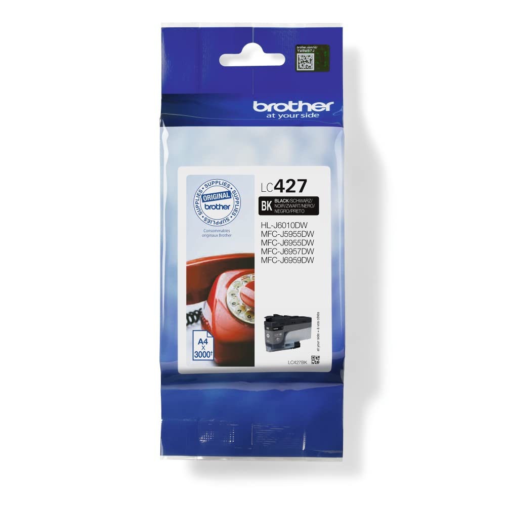 Brother Original Tintenpatrone LC-427BK Schwarz für ca. 3.000 Seiten, für MFC-J5955DW, MFC-J6955DW, MFC-J6957DW, HL-J6010DW, Standard