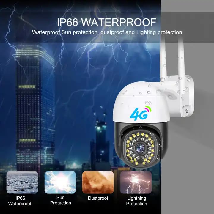 OneXsale 4G SIM PTZ Security Camera, 4MP 2K Wireless CCTV Camera for Outdoor, 355° Pan Tilt with Auto Tracking, Color Night Vision, Two-Way Audio, IP66 Waterproof, V380 Pro App, SD Card Support 1