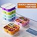 KEMETHY 6 Pcs Bento Snack Containers, Reusable 4 Compartment Food Storage Container with Lids, Divided Lunchable Container, Freezer, Microwave & Dishwasher Safe (6 Color)