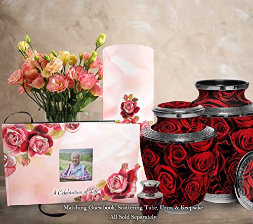 Image of Rose Celebration of Life Funeral Guest Book for Memorial Service
