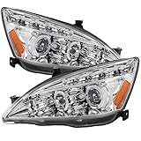 Carpartsinnovate For 03-07 2/4Dr Clear LED Dual Halo Projector Headlights Head Lamps