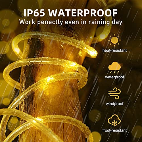 Lightnum Battery Rope Lights 40Ft 120 Led Rope Lights Outdoor Waterproof Battery Operated Rope Lights With Remote 8 Modes Tube Lights For Camping Party Halloween Christmas Decoration (Warm White) #TOP2