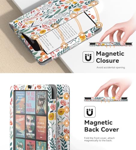 Image of MoKo Magnetic Case for 7 inch /6.8 inch Kindle Paperwhite 12th /11th Gen, Flowers
