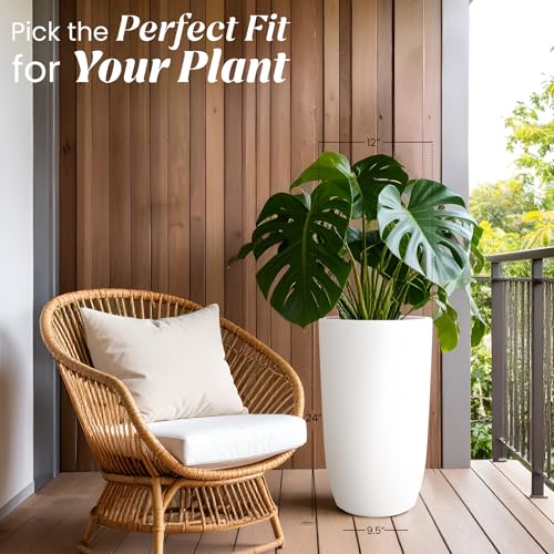 Image of YUCCABE ITALIA FOXB TPC 24 INCH Pots for Plants Highly Durable Polymers Lightweight Indoor Outdoor Plant Pots, Flower Pot Gamla Tree Planter Container Planters for Living Room, Balcony, Garden
