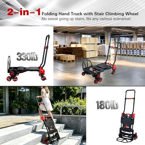 Carretilla plegable 2 en 1 con ruedas para escaleras 330 lb miniatura 2