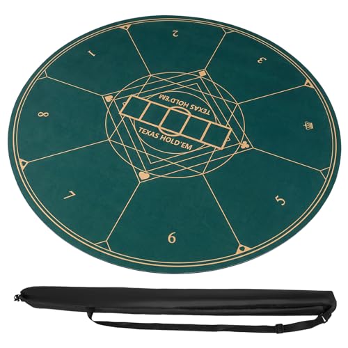 COSTWAY Runde Pokermatte 100/120 cm, Faltbare Pokertisch-Auflage mit Tragetasche, Pokerauflage mit Rutschfester Gummibasis, Pokertisch-Top für 8 Spieler, Grün (100 cm)