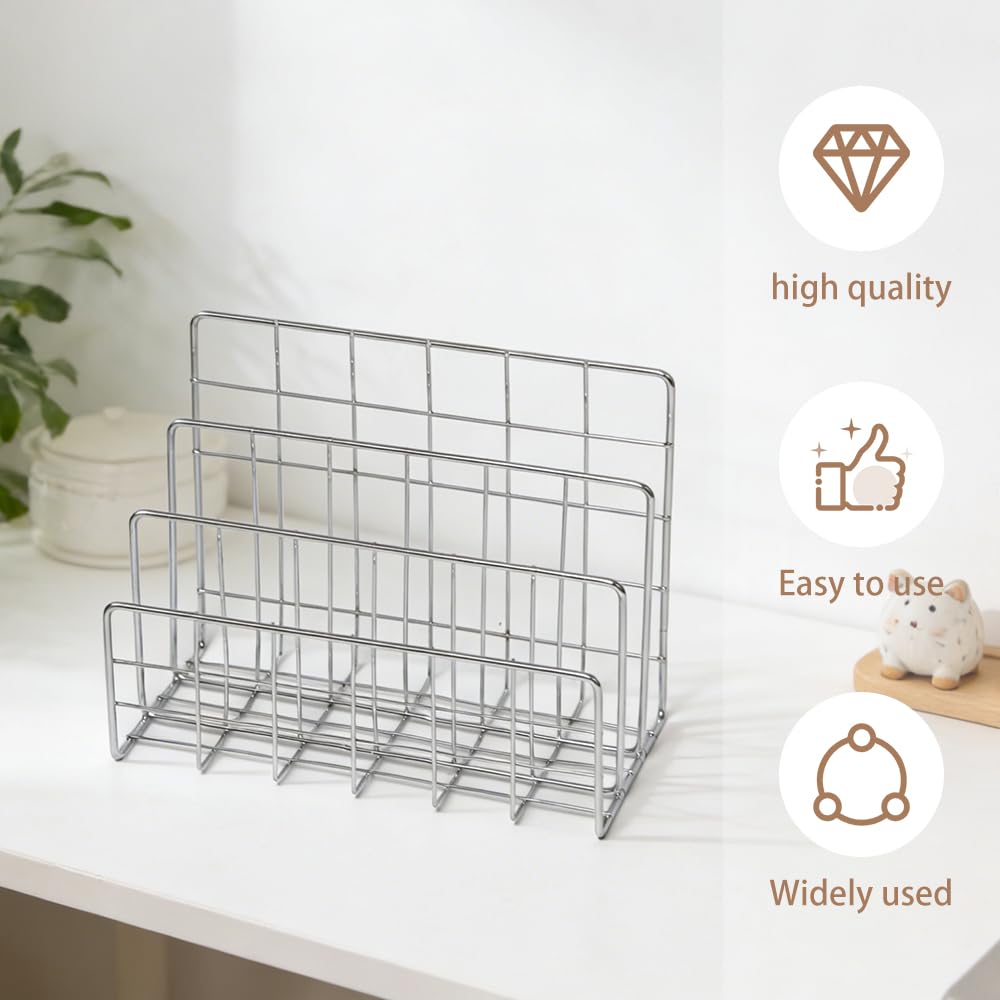2 Pezzi Portadocumenti in Ferro Magazine Storage Rack Rack di Riempimento Verticale di File in Ferro 3 Griglia Supporto per Documenti Portariviste Sorter Mail Organizer per Posta,Libri,Brochur