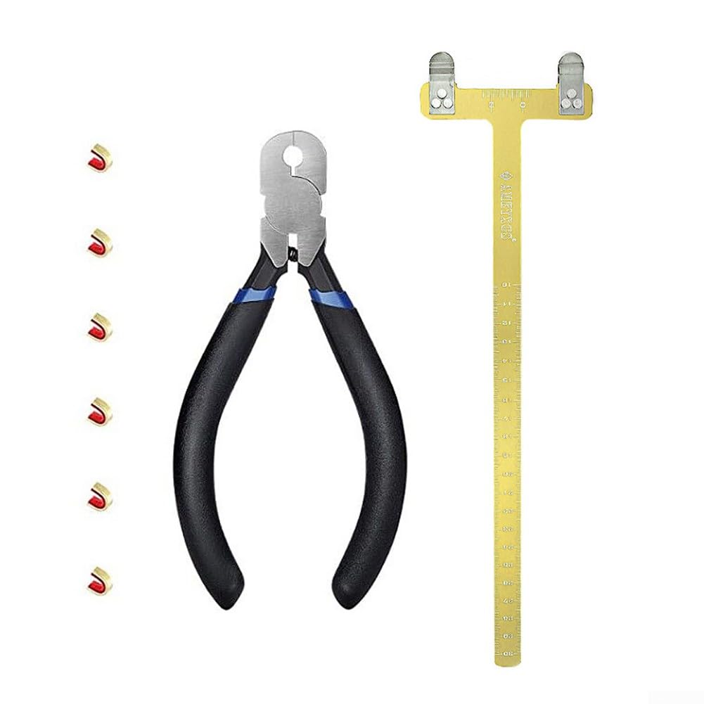 Bow String Nocking Points Pliers Strings Knock Set, Archery T Square Bow Ruler & Nocking Buckle Pliers Set for Compound Recurve Bow, Yellow
