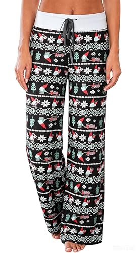 Image of Elsofer Women's Comfy Lounge Pants Soft Floral Pajama Pants Loose Drawstring Wide Leg Palazzo Pants for Sleep, Casual Wear