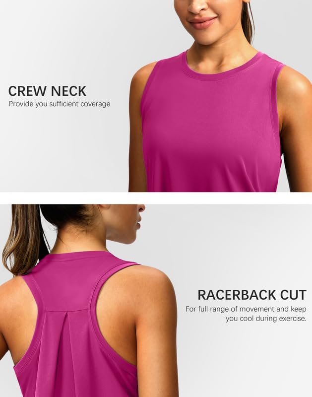 Image of Women's Workout Tops Racerback Athletic Tank Tops Sleeveless Loose Fit Yoga Running Gym Shirts for Women