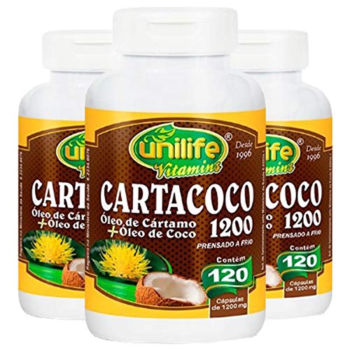 Óleo de Cártamo e Coco 1200mg - 3 unidades de 120 Cápsulas - Unilife