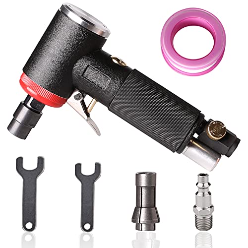 Autolock Air Die Grinder, With 1/4" And 1/8" Collets, Right Angle Die Grinder, 20,000 Rpm, Adjustable Speed, 2021 New Version Pneumatic Die Grinder, Black