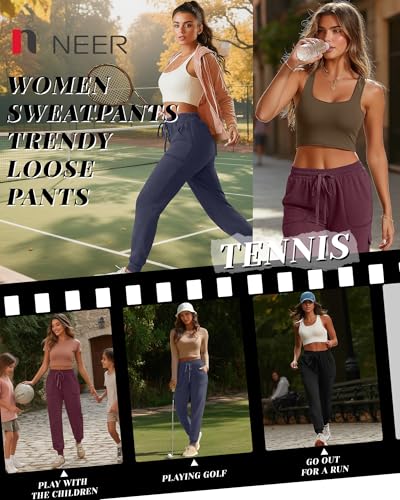Neer 3 Pack Women's Sweatpants with Pockets, Soft Jogger Pants Lightweight Lounge Athletic Pants for Workout Running Yoga2