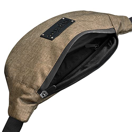 Image of Unisex Waist Pack Travel Handy Hiking Zip Pouch Elegant Style Document Money Phone Belt Sport Bag Bum Bag for Men and Women Nylon Adjustable Strap (Russet Brown)