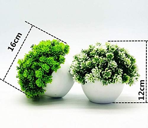 Fycooler Artificial Flowers in Pot/Artificial Faux Greenery Shrubs Fake Plants Topiary Grass Greenery Faux Plastic Plants Indoor &Outdoor House Office Desk Bathroom Kitchen DIY Decor Set of 4