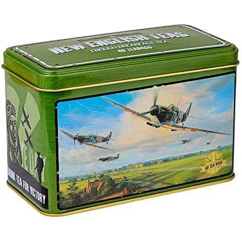 New English Teas Spitfire Tea Tin with Breakfast Bags, 40 Count Cover