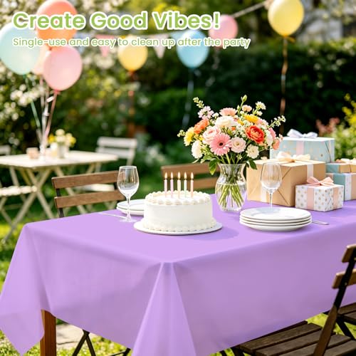 Image of Mulbozy 4 Pcs Light Purple Plastic Table Cloth, 54x108inch, Lavender