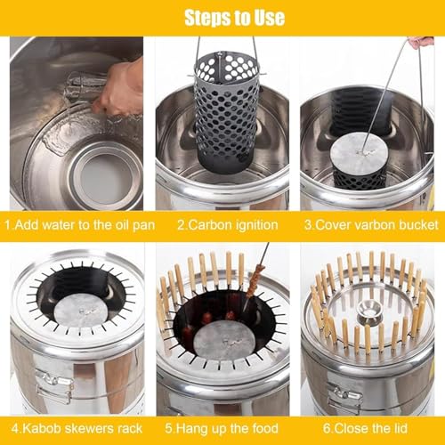 Affumicatore verticale per barbecue a carbone, griglia a barilotto in acciaio inox per cucinare all'aperto, barbecue portatile per campeggio