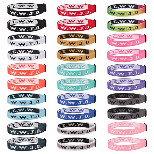30PCS WWJD Bracelet Pack for Women Men, Christian Jesus Wristbands Gifts, W.W.J.D Adjustable Bracelets What Would Jesus Do Bracelet